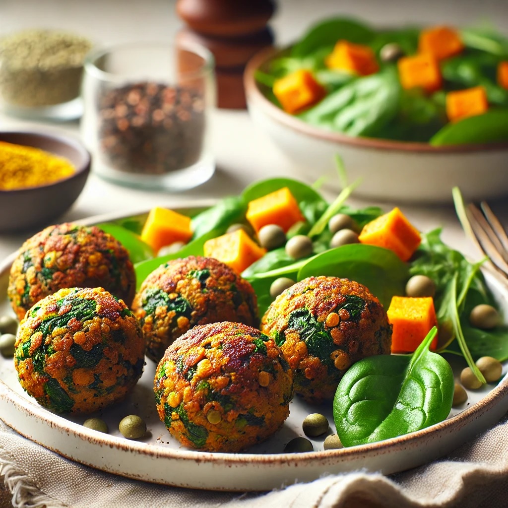 
Polpette di lenticchie, zucca e spinaci
